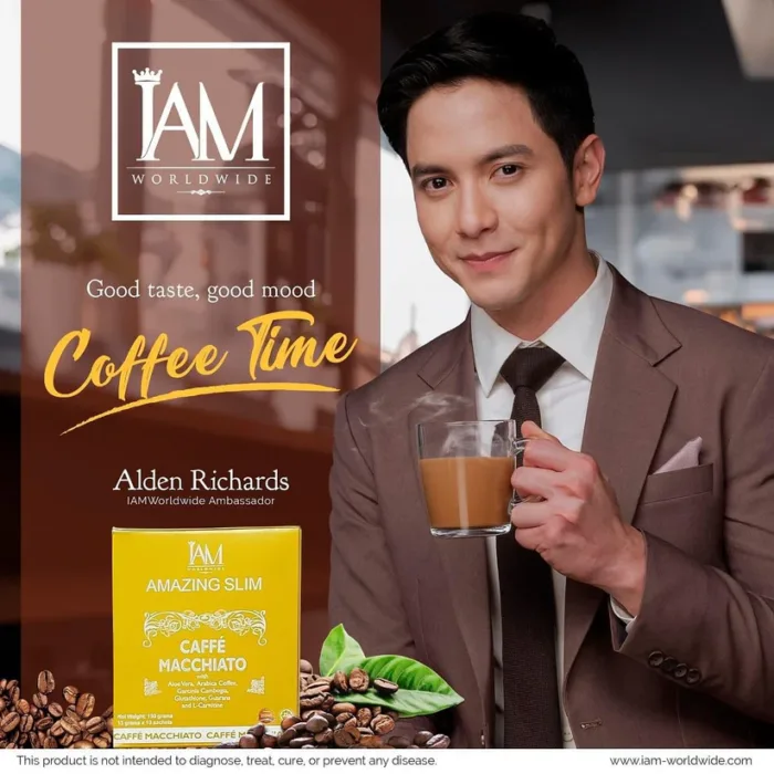 Alden Richards holding Amazing Slim Caffe Macchiato coffee